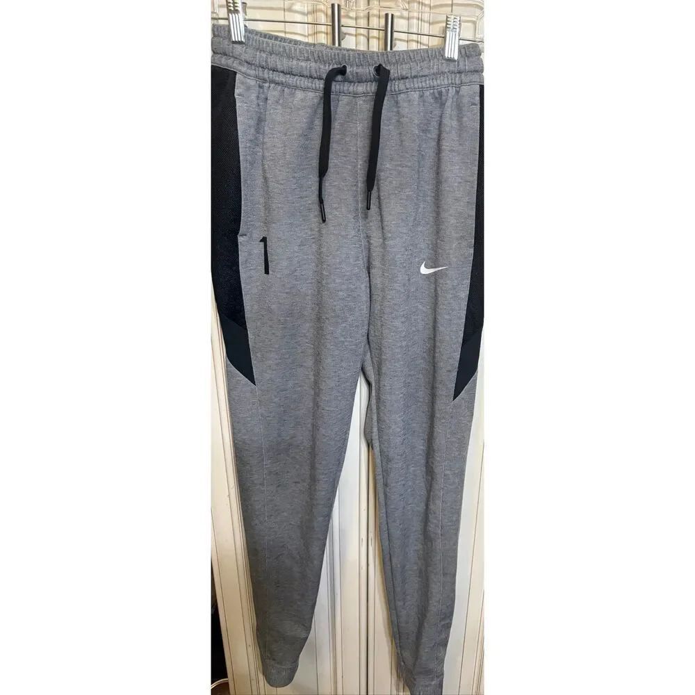 Nike Youth Dri-Fit Stock Showtime Basketball Jogger Pants Gray Black Size Small